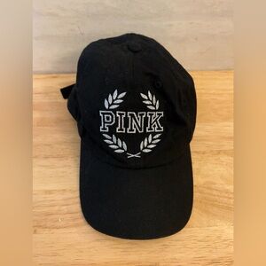 PINK Victoria's Secret Black Baseball Cap with Silver Embroidered Logo